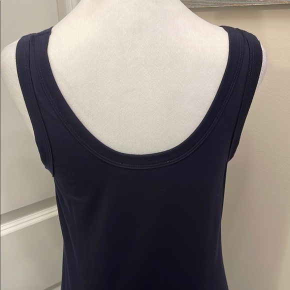 Karen Kane Navy Blue Midi Dress, Geometric Pattern, sleeveless, scoop neck NNT - Picture 6 of 13